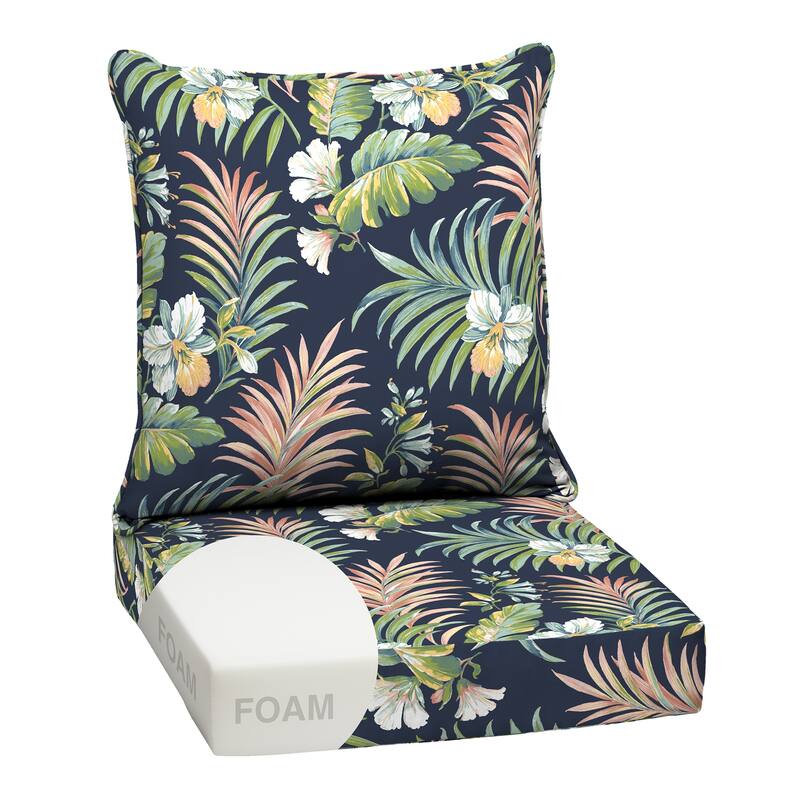 ARDEN Outdoor Foam Deep Seat Cushion Set, 24 in x 24 in - Simone Blue Tropical