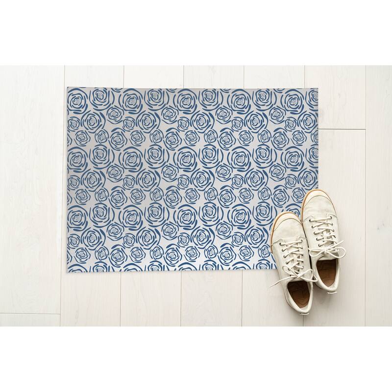FLEUR BLUE Outdoor Mat By Terri Ellis Bed Bath & Beyond 34350763