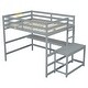preview thumbnail 5 of 16, Full Size Loft Bed Kids Bed with Built-in Desk Ladder Platform and Ladders Guardrails, Grey