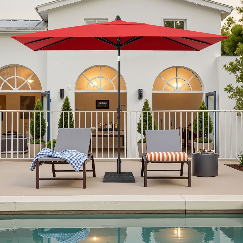 Crestlive Products 9 x 5 FT Patio Outdoor Rectangular Market Umbrella with Base