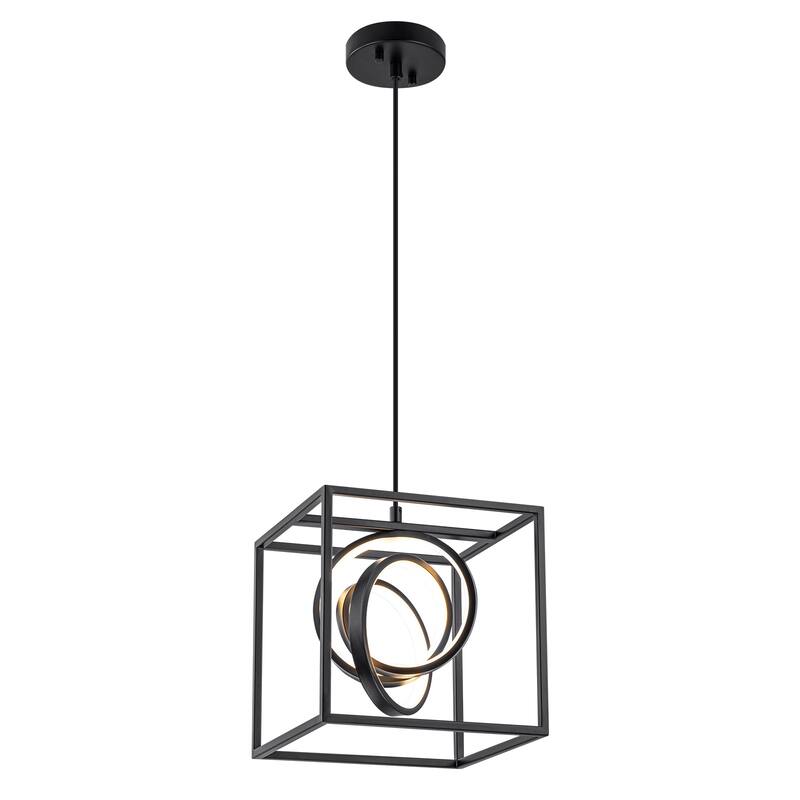 Modern Square LED Pendant Light Dimmable Adjustable Hanging Fixture - Dia.10-in