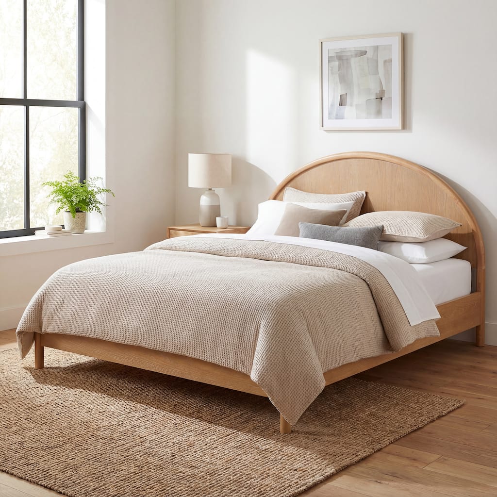 Christopher Knight Home - Arden Mid-Century Modern Wooden Platform Bed with Curved Headboard