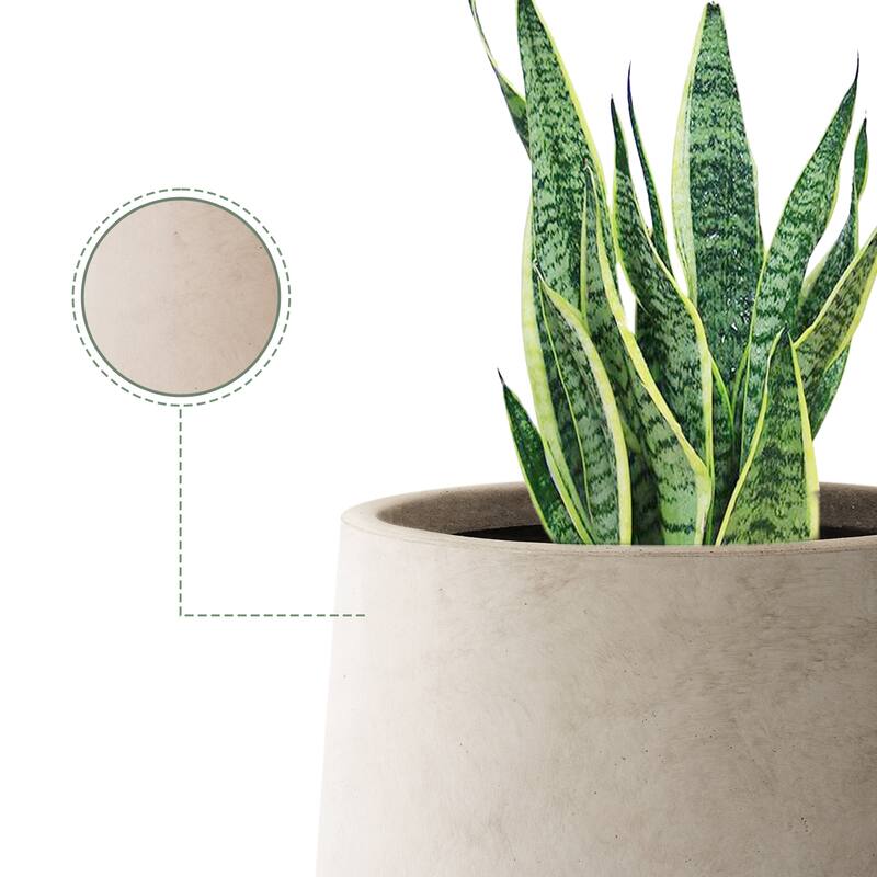 Plantara 17" H Round Concrete planter, Outdoor Modern Planter pot,Flower pot with Drainage Hole for Garden