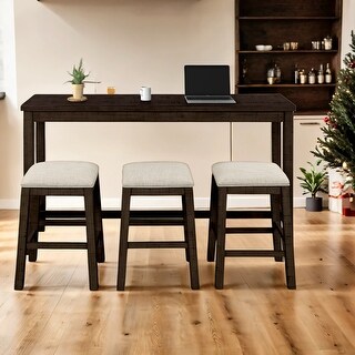 4 Pieces Counter Height Dining Table Set with 3 Stools and Socket - Bed ...