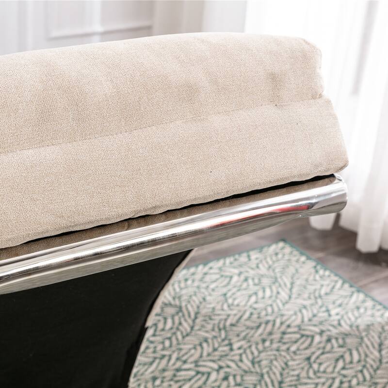Beige Modern 21.65" High Back Upholstered Chaise Lounge Chair with Remote Control and Ergonomic Electric Massage