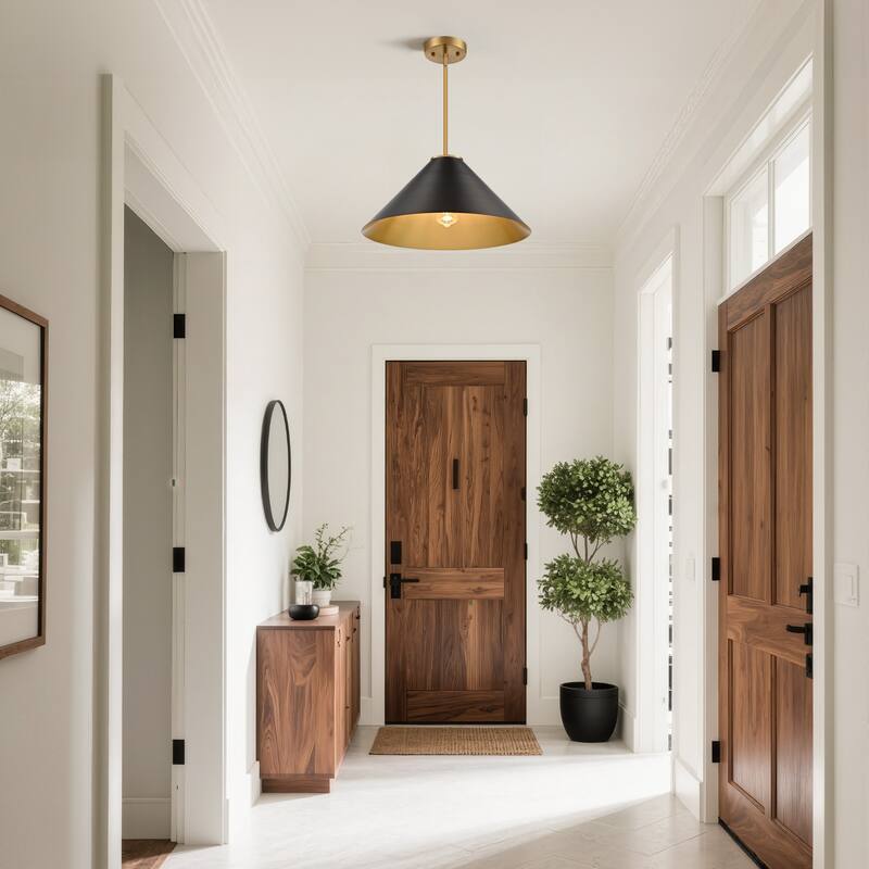 LamQee 1 -Light Metal Cone Pendant Light Adjustable Hanging Lighting - 15.7inch