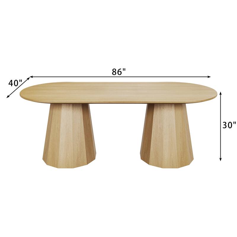86" Double Pedestal Solid Wood Dining Table