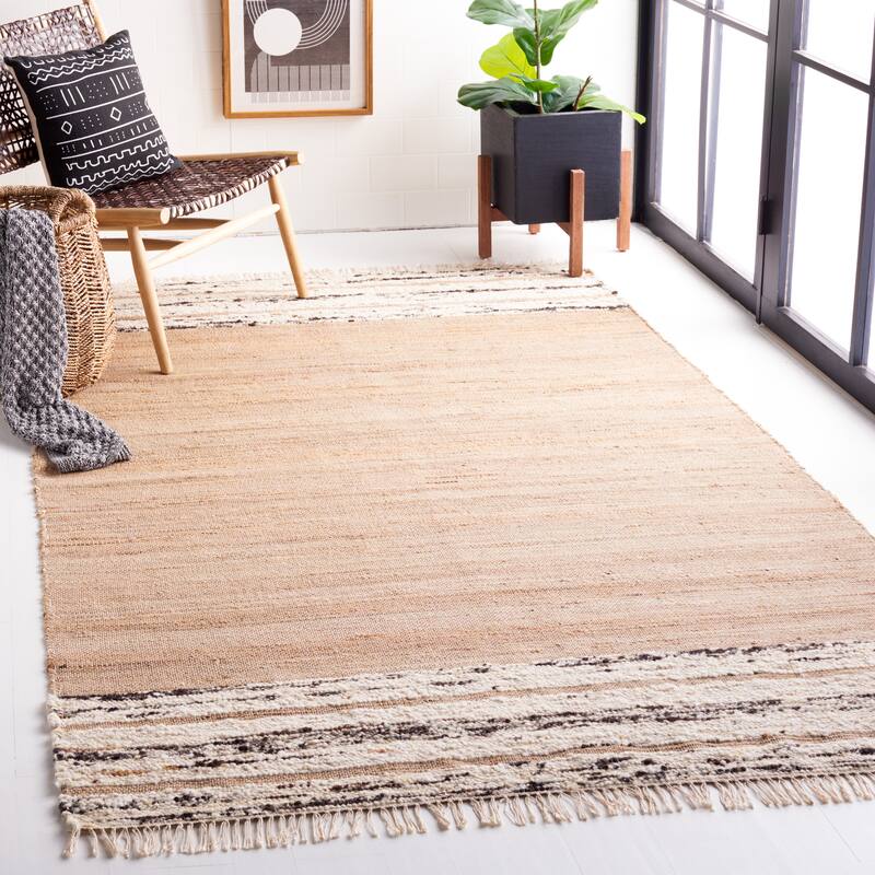 SAFAVIEH Handmade Natura Adolphine Jute & Wool Rug - 4' x 6' - Natural/Black
