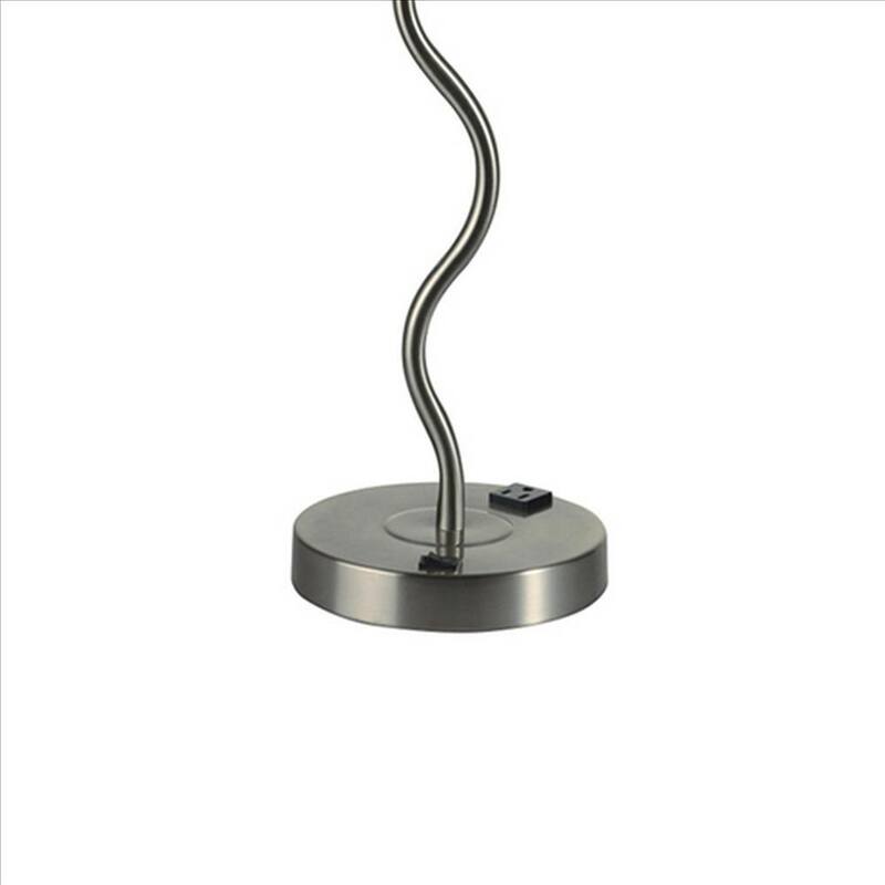 Table Lamp with Curved Tubular Body and Round Base, Black - 28.5 H x 15 W x 15 L Inches