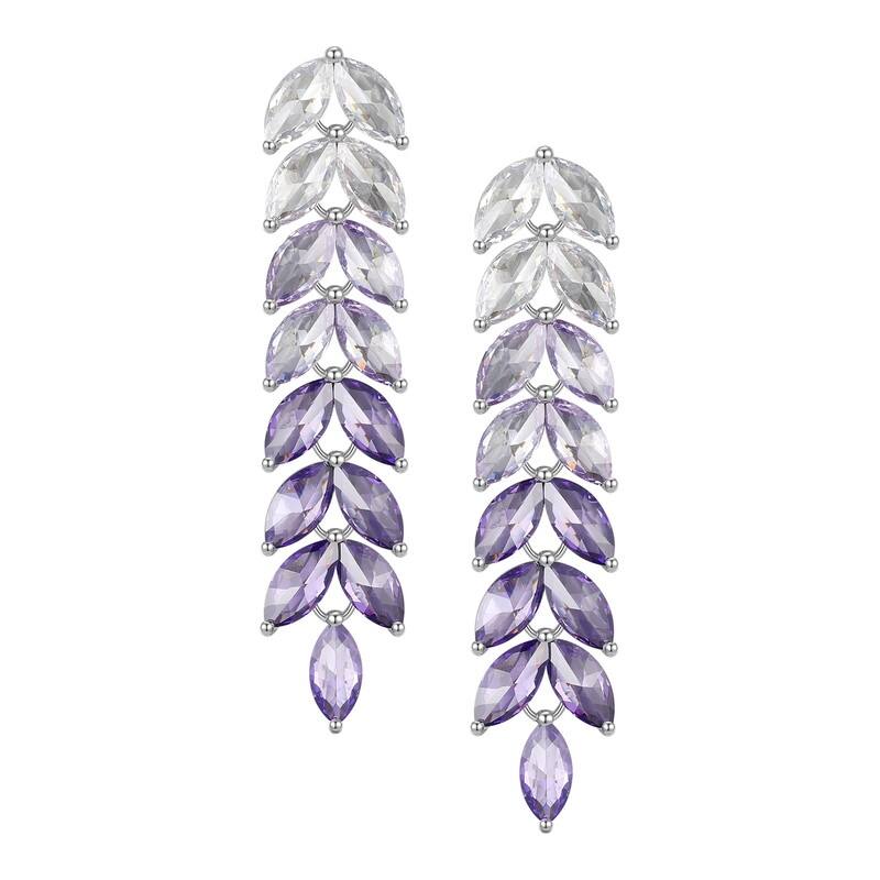 Victoria Townsend Silver Plated Cubic Zirconia Drop Leaf Earring