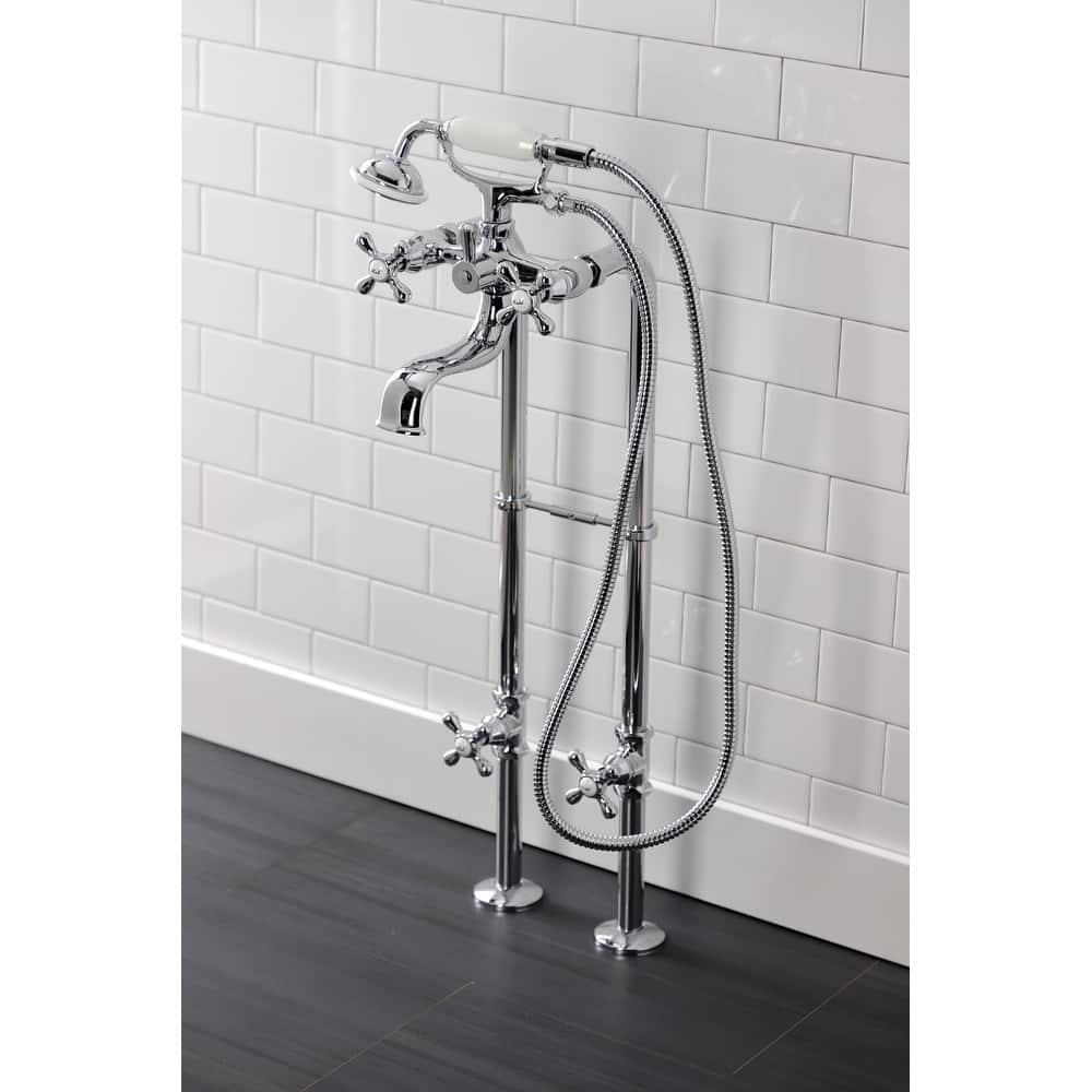 Kingston Brass Freestanding Clawfoot Tub Faucet Package with Supply Line in Matte Black
