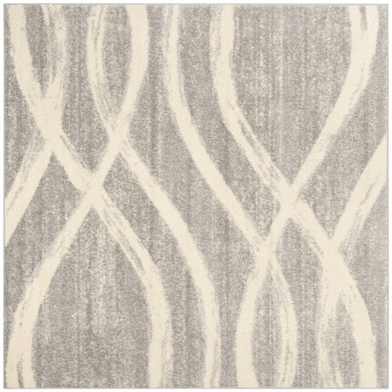 SAFAVIEH, Adirondack Vinni Modern Abstract Distressed Rug - 3' Square - Grey/Cream