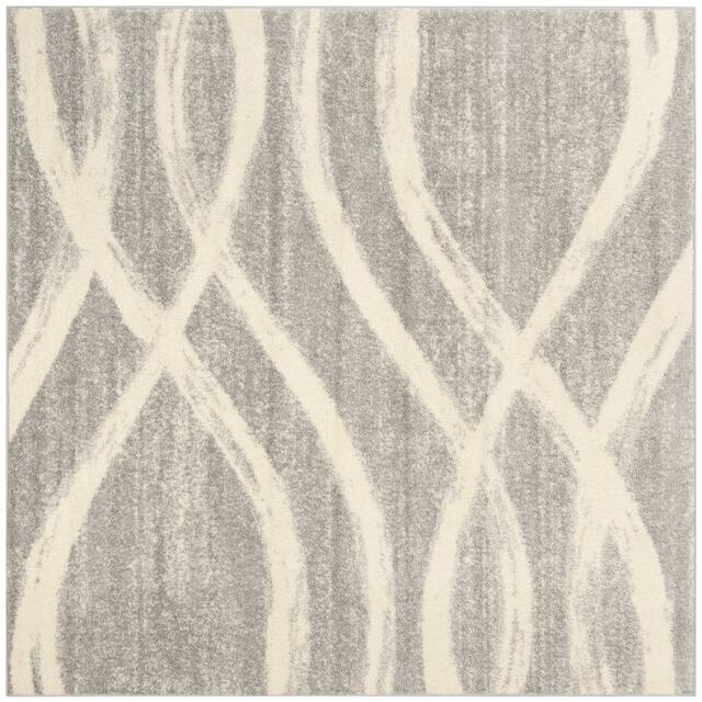 SAFAVIEH Adirondack Lelia Modern Abstract Distressed Rug - 4' x 4' Square - Grey/Cream