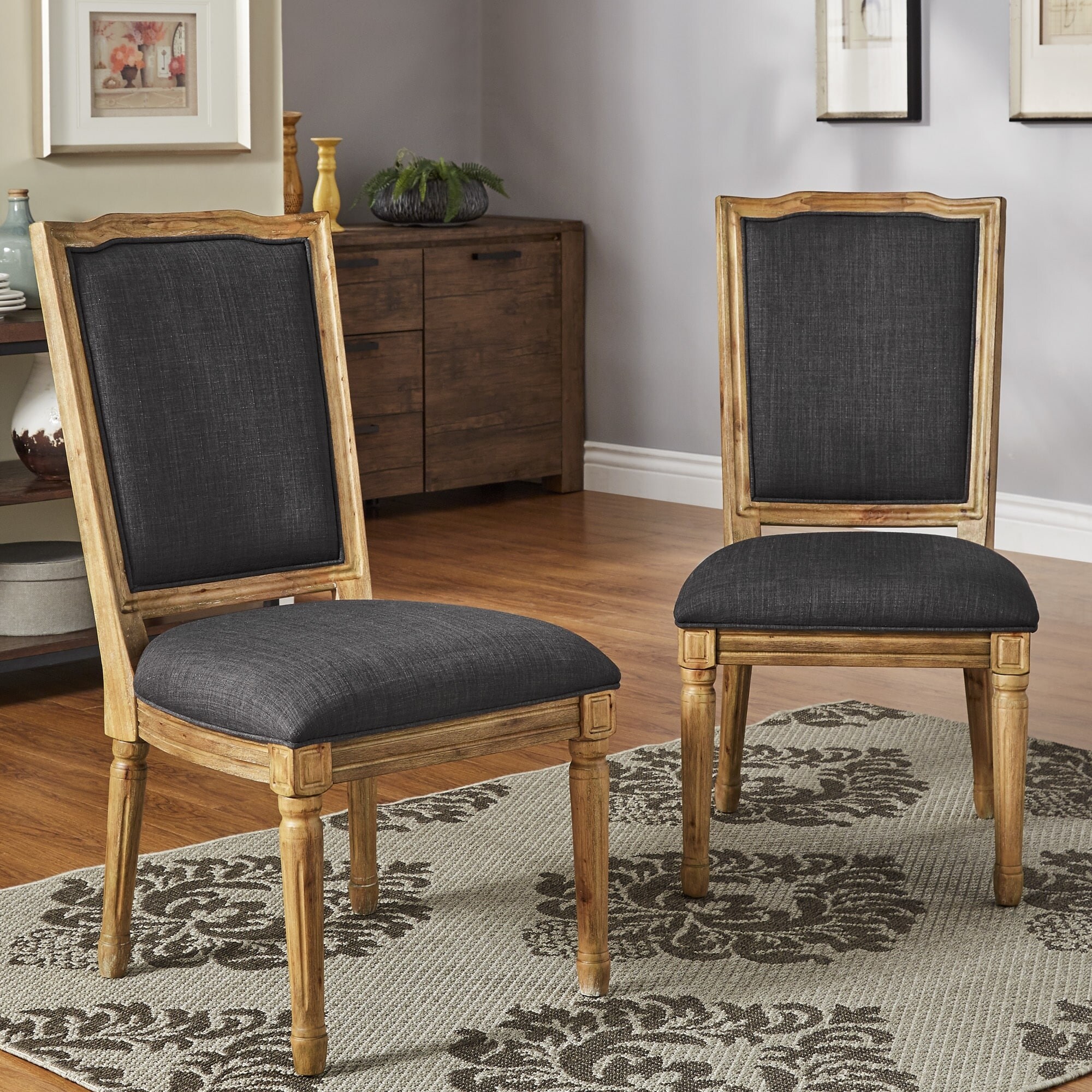 Deana Ornate Linen Dining Chairs (Set of 2) by iNSPIRE Q