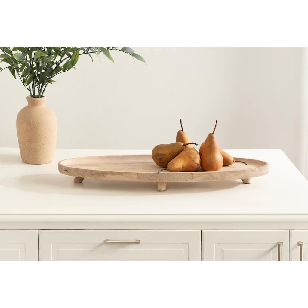 Kate and Laurel Tomaz Oval Footed Tray Wood