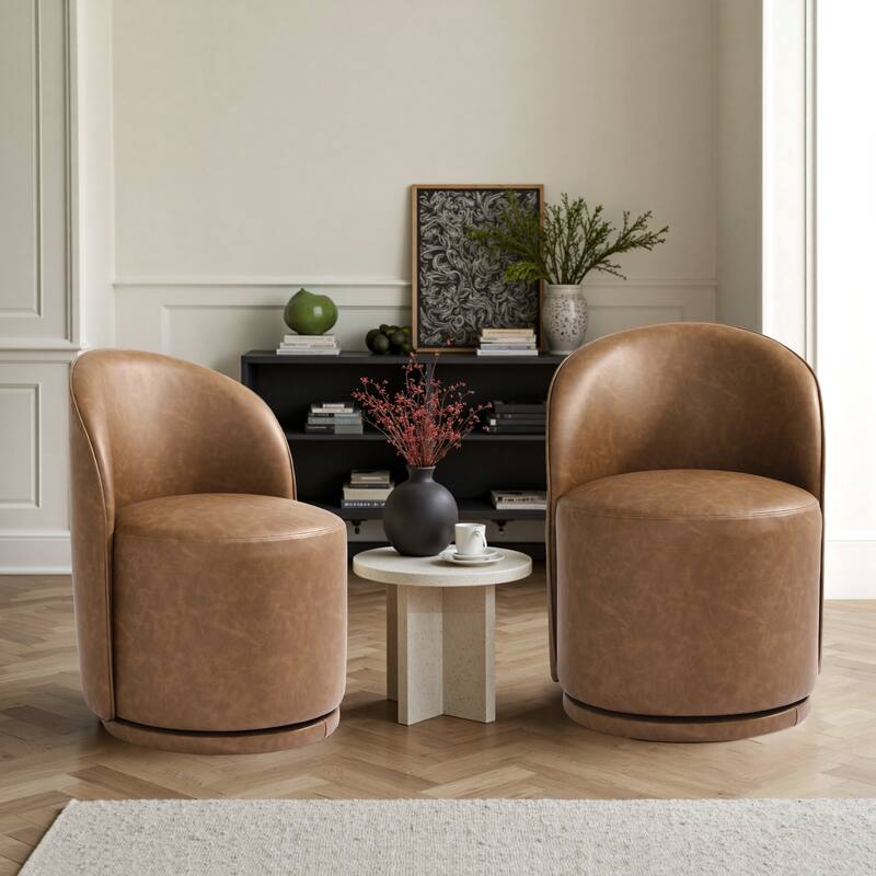 Modern Armless 360-Degree Swivel Dining Chair Barrel Chair
