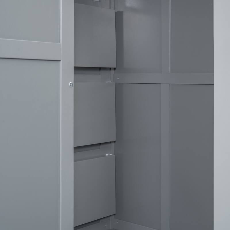 Full Size Bunk Bed with Wardrobe, Desk, and Shelves for Kids