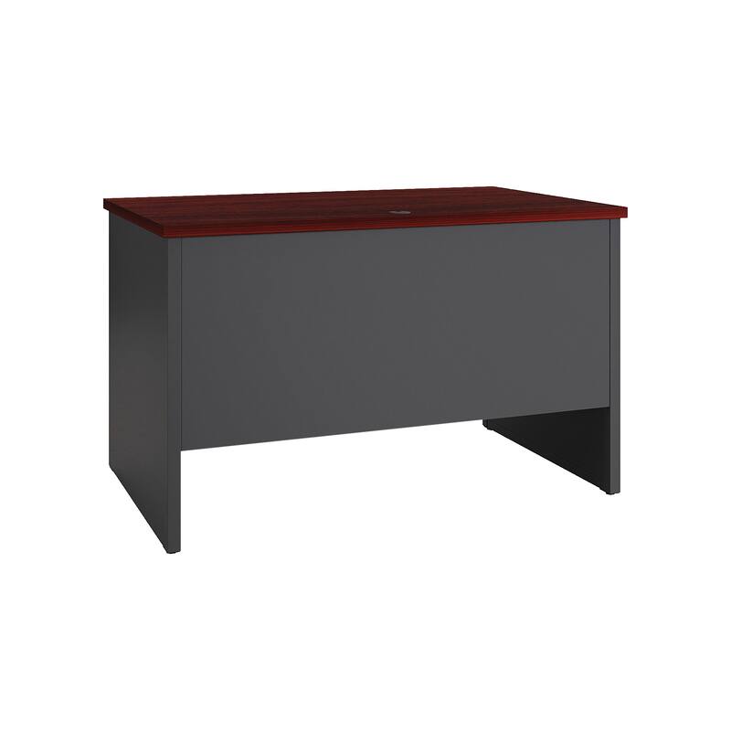 Hirsh Executive Office Modular Right-Hand Single Pedestal File Office Desk, 30" D x 48" W, Charcoal / Mahogany