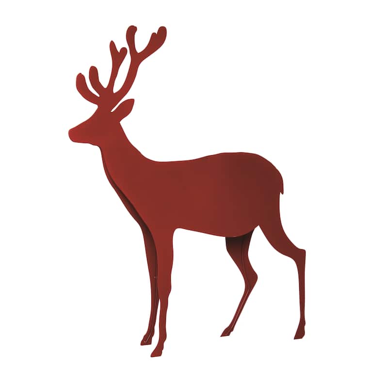 Transpac Metal 28 in. Red Christmas Standing Reindeer Decor