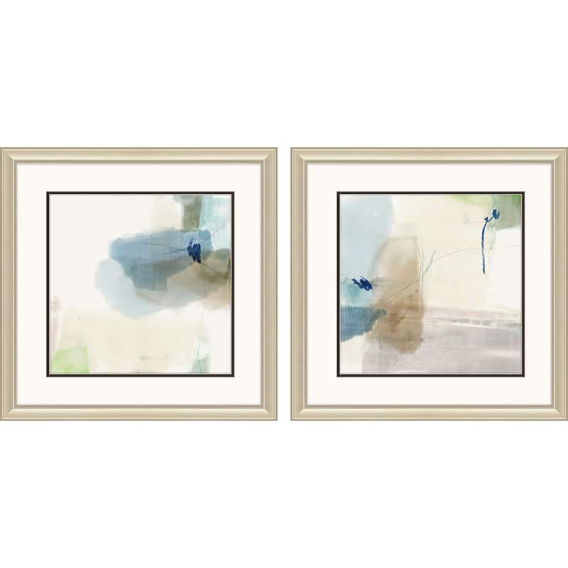 Aquamarine Whispers S/2 Framed Art Under Glass - 18 X 18 X 1