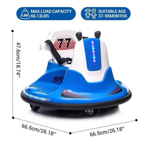 dimension image slide 2 of 4, Kids Electric Ride On Bumper Car Toy with Remote Control