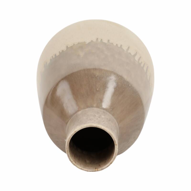 Warm Rustic Ceramic Table Vase for Home Decor, Decorative Flower Vase with Glazed Finish