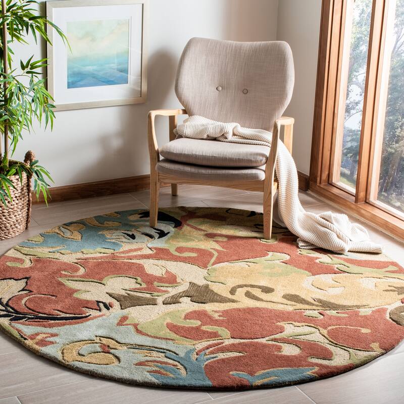 SAFAVIEH Handmade Soho Kylene N.Z. Wool Rug - 6' Round - Rust/Multi