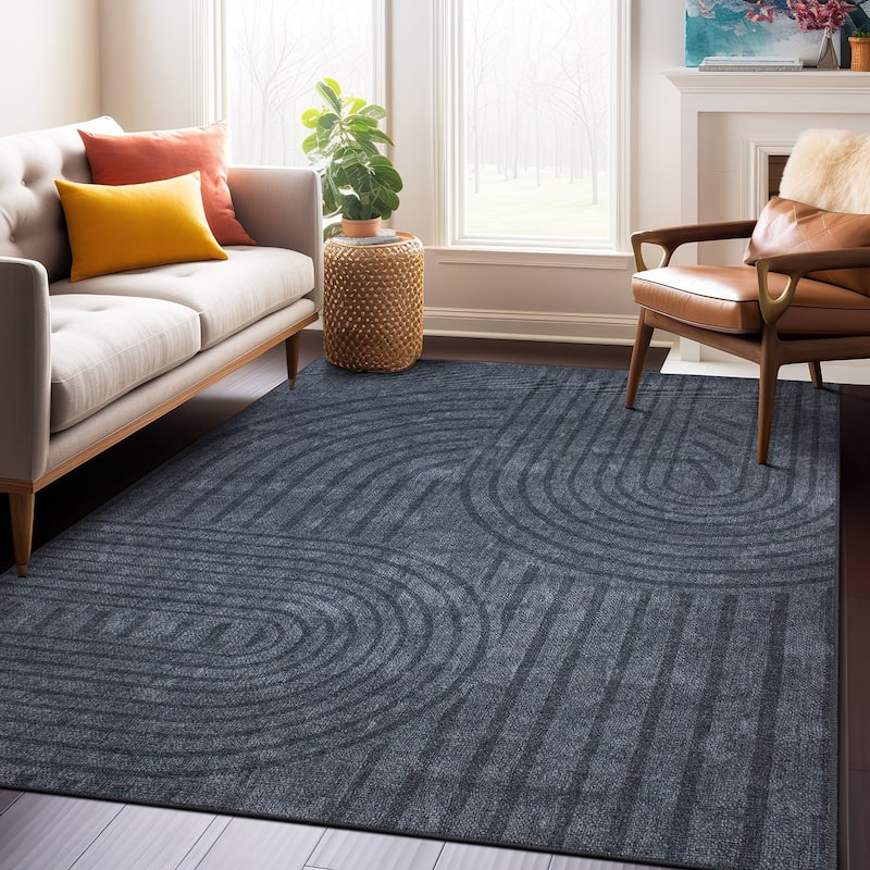 Contemporary Lines Machine Washable Area Rug - 7' 7" x 9' 6" - Runner/Rectangle