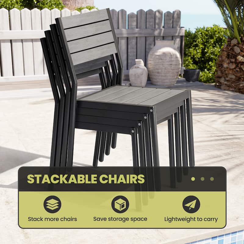 Outdoor Dining Chairs Modern Aluminum Stackable Armless Chairs for Patio