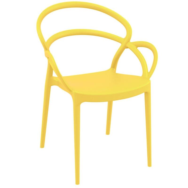 33" Yellow Outdoor Patio Round Dining Arm Chair