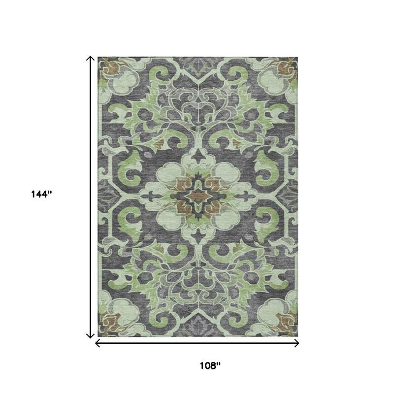 HomeRoots Damask Traditional Rectangle Outdoor Rug