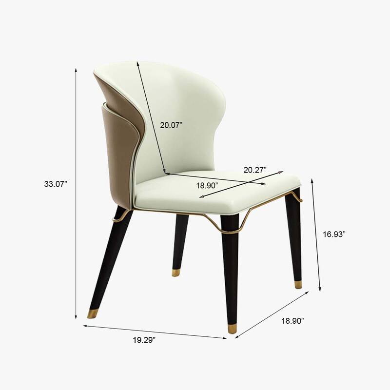 Modern Dining Chair Wingback Side Chair PU Leather Upholstery, Carbon Steel Legs, Brown, Set of 2, Fully Assemble