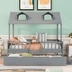 preview thumbnail 1 of 11, Full Size Creativity House Bed Playhouse Wood Bed with Twin Size Trundle Bed and Window Gray