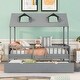 preview thumbnail 1 of 11, Superior Full Size Wooden House Kids Bed with Trundle,Guardrail Grey