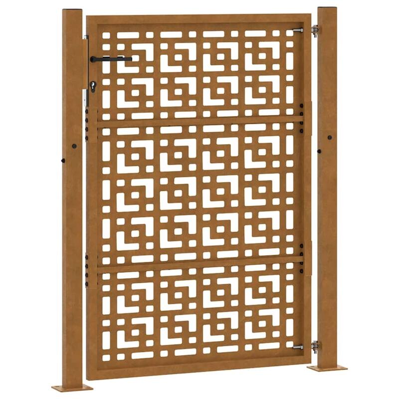 vidaXL Garden Gate Black Steel Leaf Design