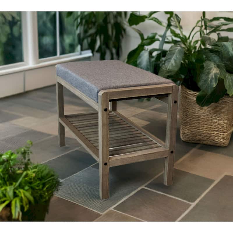 Ecostyle Solid Bamboo Padded Bench with Slatted Shelf
