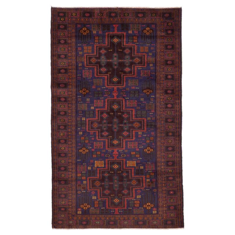 ECARPETGALLERY Hand-knotted Teimani Navy Wool Rug - 4'1 x 7'1