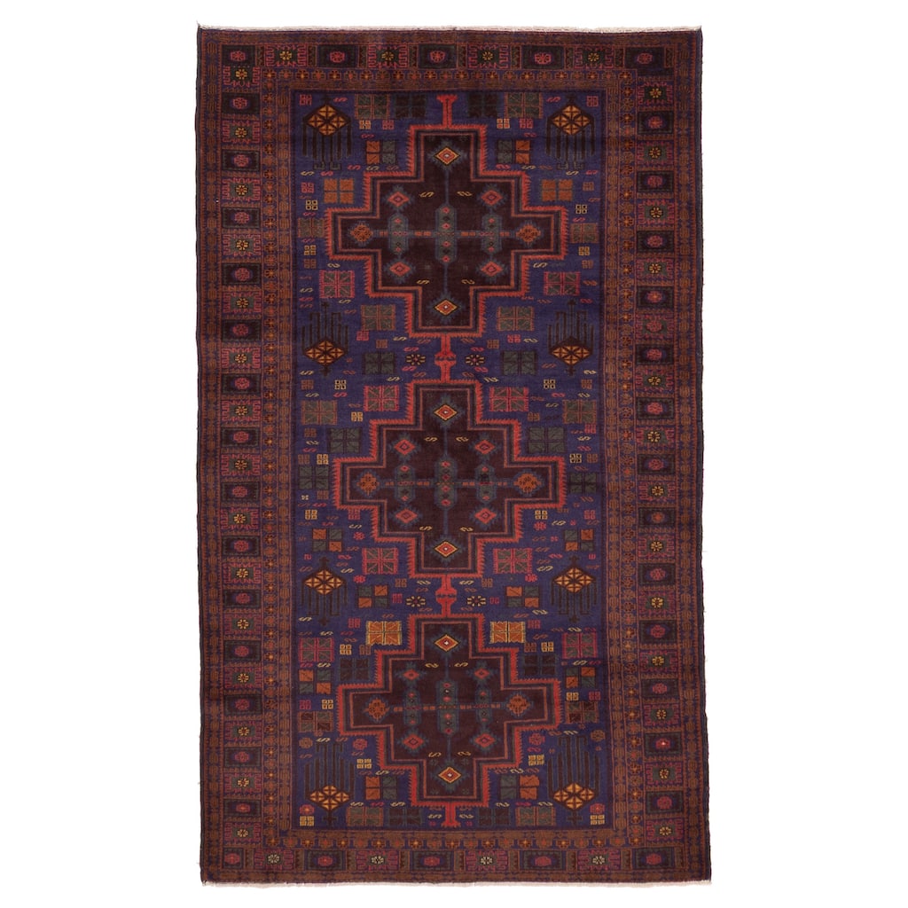 ECARPETGALLERY Hand-knotted Teimani Navy Wool Rug - 4'1 x 7'1