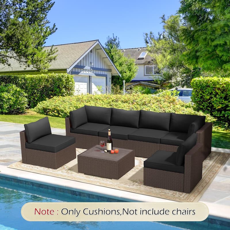 Outdoor Replacement Cushions for Patio Furniture, Waterproof & Non-Slip 4" Sofa Cushions, 6-Seat Conversation Sets, UV-Resistant