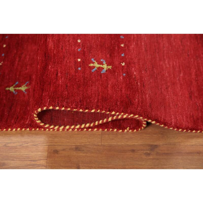 Tribal Red Gabbeh Oriental Area Rug Hand-Knotted Wool Carpet - 5'2"x 7'10"