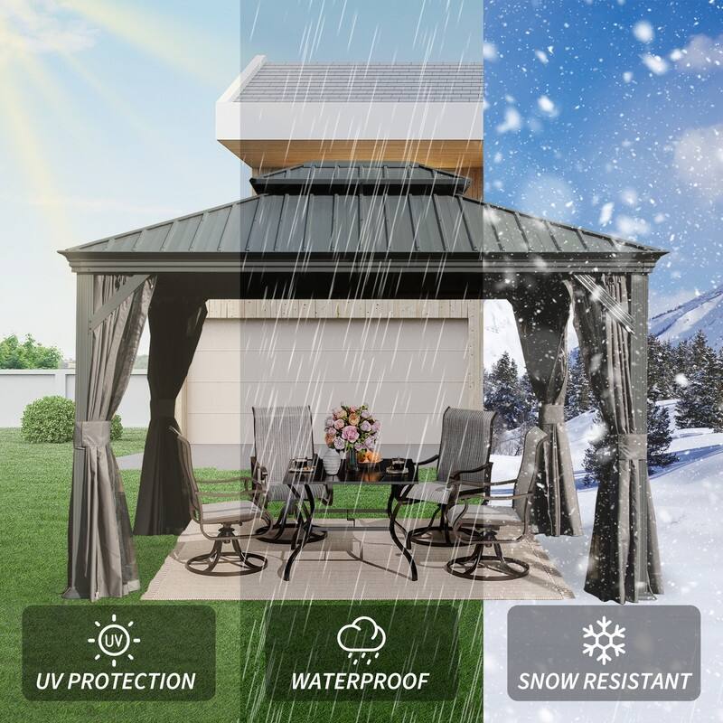 Domi Hardtop Gazebo with Galvanized Steel Double Roof and Aluminum Frame