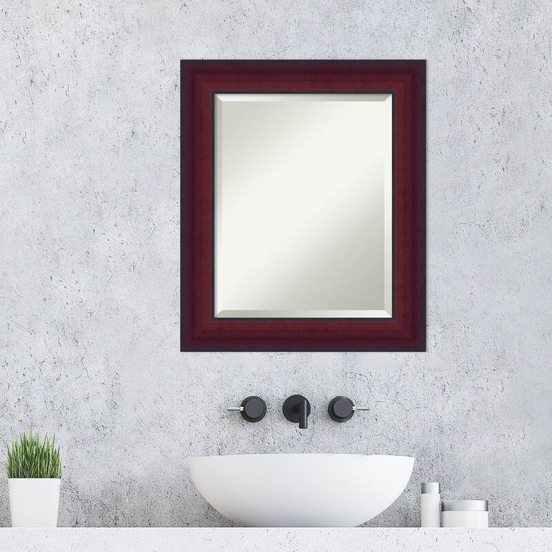 Canterbury Cherry Beveled Wood Framed Bathroom Vanity Wall Mirror - Canterbury Cherry