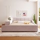 preview thumbnail 68 of 100, Upholstered Grounded Bed Mother & Child Bed with Bedside Desk and Little Round Stool