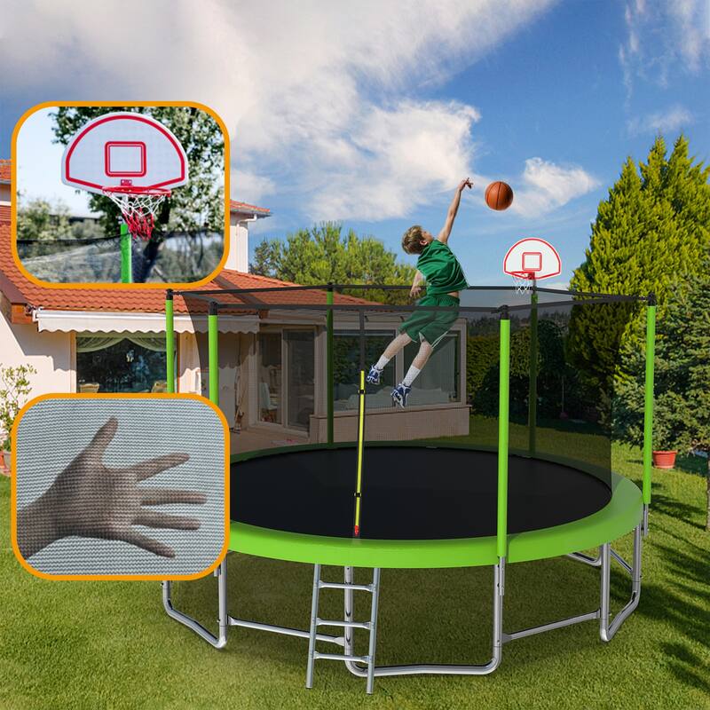 15FT for Kids Children with Safety Enclosure Net Outdoor Backyards Large Recreational Trampoline