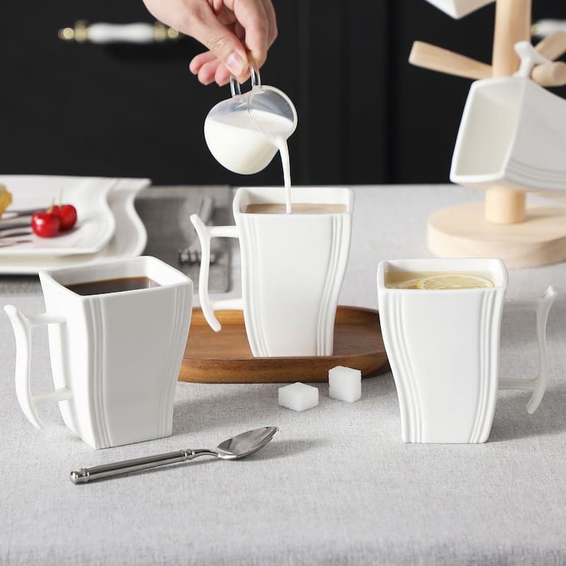 MALACASA Flora Porcelain Square 6-Piece Coffee Cup 7Oz.