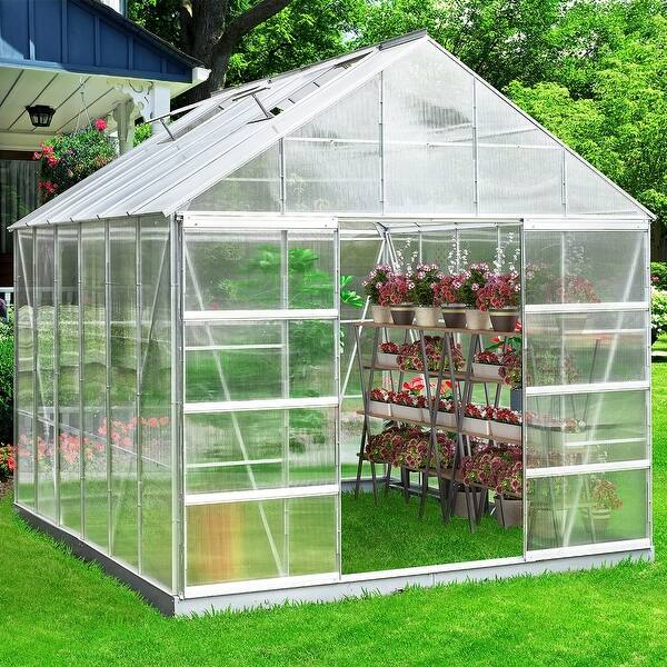 slide 2 of 17, EROMMY 12' x 10' Outdoor Walk-in Hobby Greenhouse for Plants - 10*12