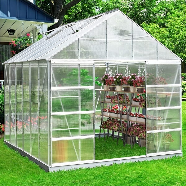 slide 2 of 17, EROMMY 12' x 10' Outdoor Walk-in Hobby Greenhouse for Plants - 10*12