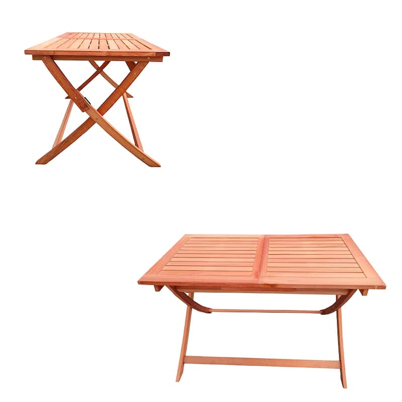Foldable Outdoor Patio Dining Set/4 Chairs/1 Table,Teak Finish