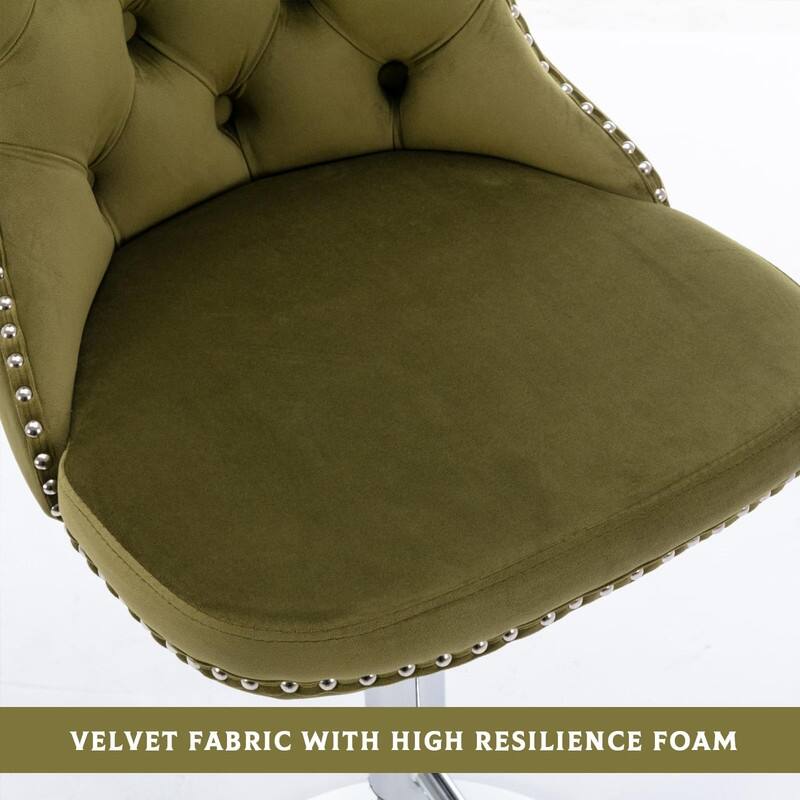 Velvet Upholstered Nailheads Tufted Swivel Bar Stools (Set of 6)