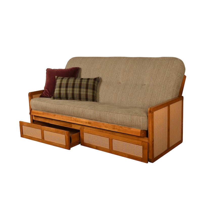 Somette Westport Full-size Futon with Storage includes Mattresses - Woodsmoke Brown